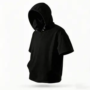 Men's Short Sleeve Hoodie Tee | Oversized Streetwear Hooded T-Shirt