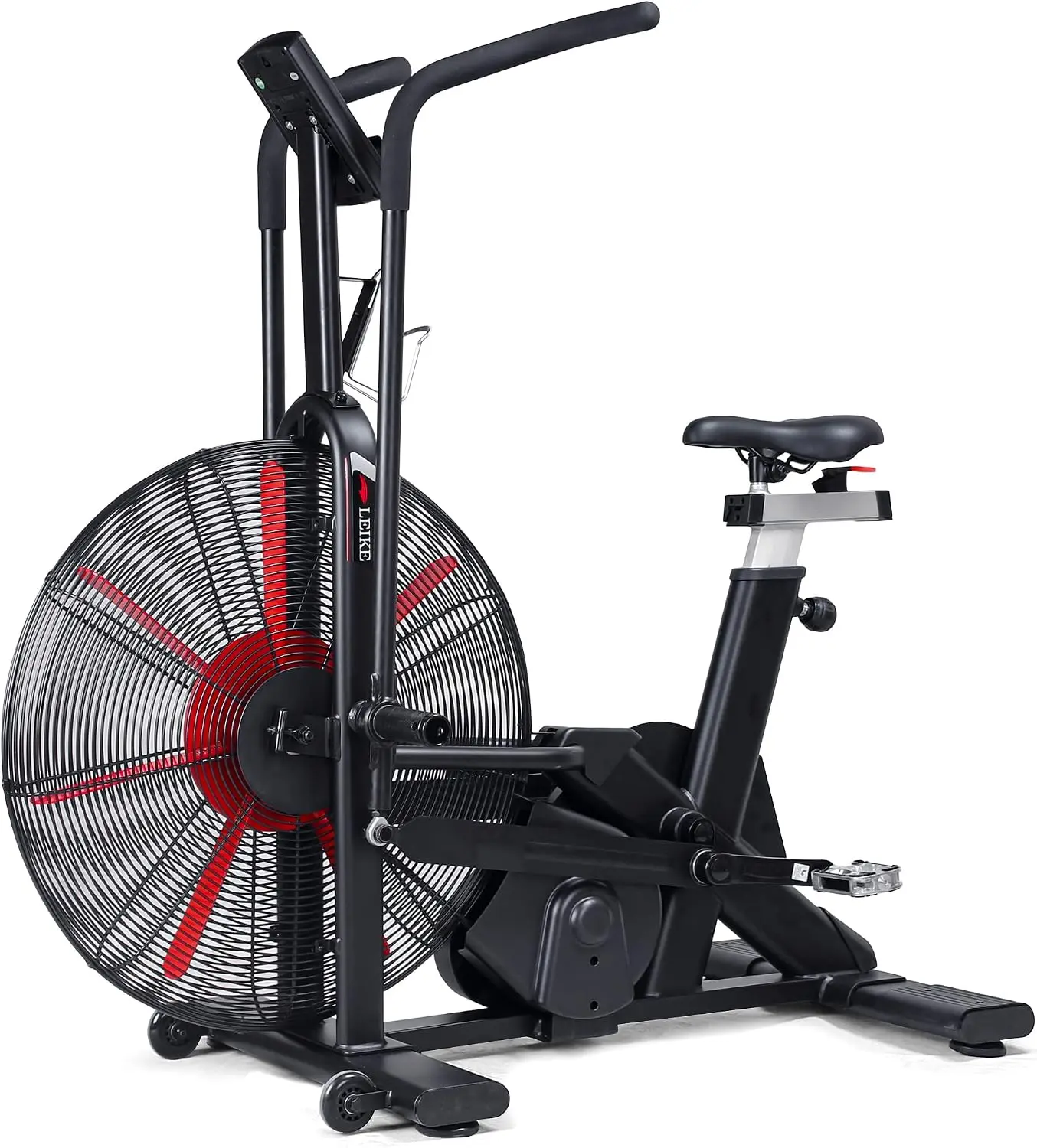 FEWUFGWleikefitness Fan Exercise Bike Upright AirBike Indoor Stationary Bicycle | with Unlimited Air Resistance System,Heart Rate Compatibility and Tablet Holder for Home Cardio Workout