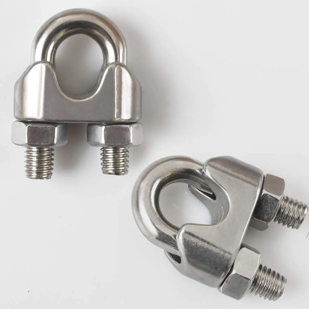 M10 Steel Wire Rope Clamp, 304 Stainless Steel, U-Type Bolt Saddle Fastener, Durable Cable Holder, Industrial Grade Hardware