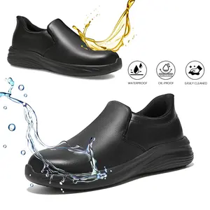 Enhanced wide-toe chef work shoes, oil-proof and waterproof design, more slip-resistant, slip-on, affordable work shoes,with reflective strips, comfortable, easy to clean, suitable for kitchen, care, gardening, and catering work