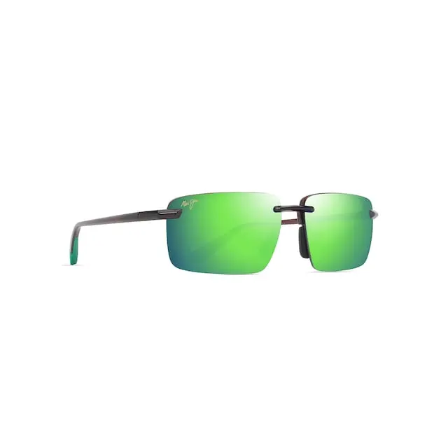 Maui Jim Laulima Asian Fit Sunglasses GM656-01 Shiny Trans Brown Frame MAUIGreen Lenses