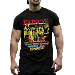 Katseye Beautiful Chaos K-Pop Graphic Men’s Polyester T-Shirt, Retro Band Tee, Breathable Lightweight Streetwear, Casual Crew Neck for Fans & Daily Wear