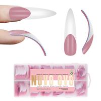 XXL Curved Stiletto Almond French Tip Nail Tips