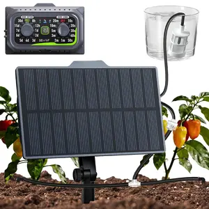Easy-Setup Solar,Rechargeable,USB-C  Automatic Drip Irrigation Kit System for Garden Outdoor/Indoor, Waterer Device Balcony Patio Grow Tent Greenhouse Indoor Water 10-20