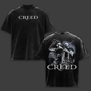 Creed Band Washed T-Shirt – Vintage Double Printed Rock Band Tee | Retro Gift for Music Fans and for men streetwear graphic tee