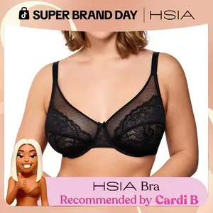 HSIA Enchante Floral Lace Unlined Comfort Unpadded Full Coverage Plus Size Underwire Bra