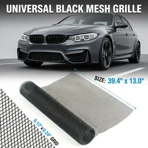Universal Black Aluminum Alloy Grill Mesh 3x6mm Rhombic Grid 100x33cm for Bumper Vent Protection Durable High-Quality Customizable Fit Easy Installation