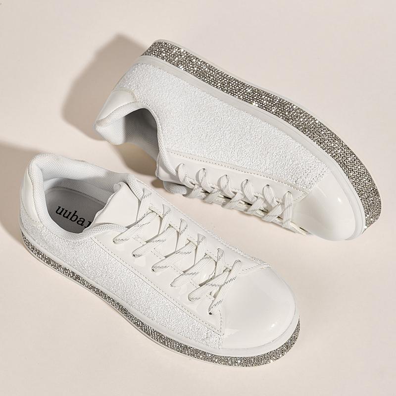 Women's Glitter Tennis Sneakers Neon Dressy Sparkly Sneakers Rhinestone Bling Wedding Bridal Shoes Shiny Sequin Shoes