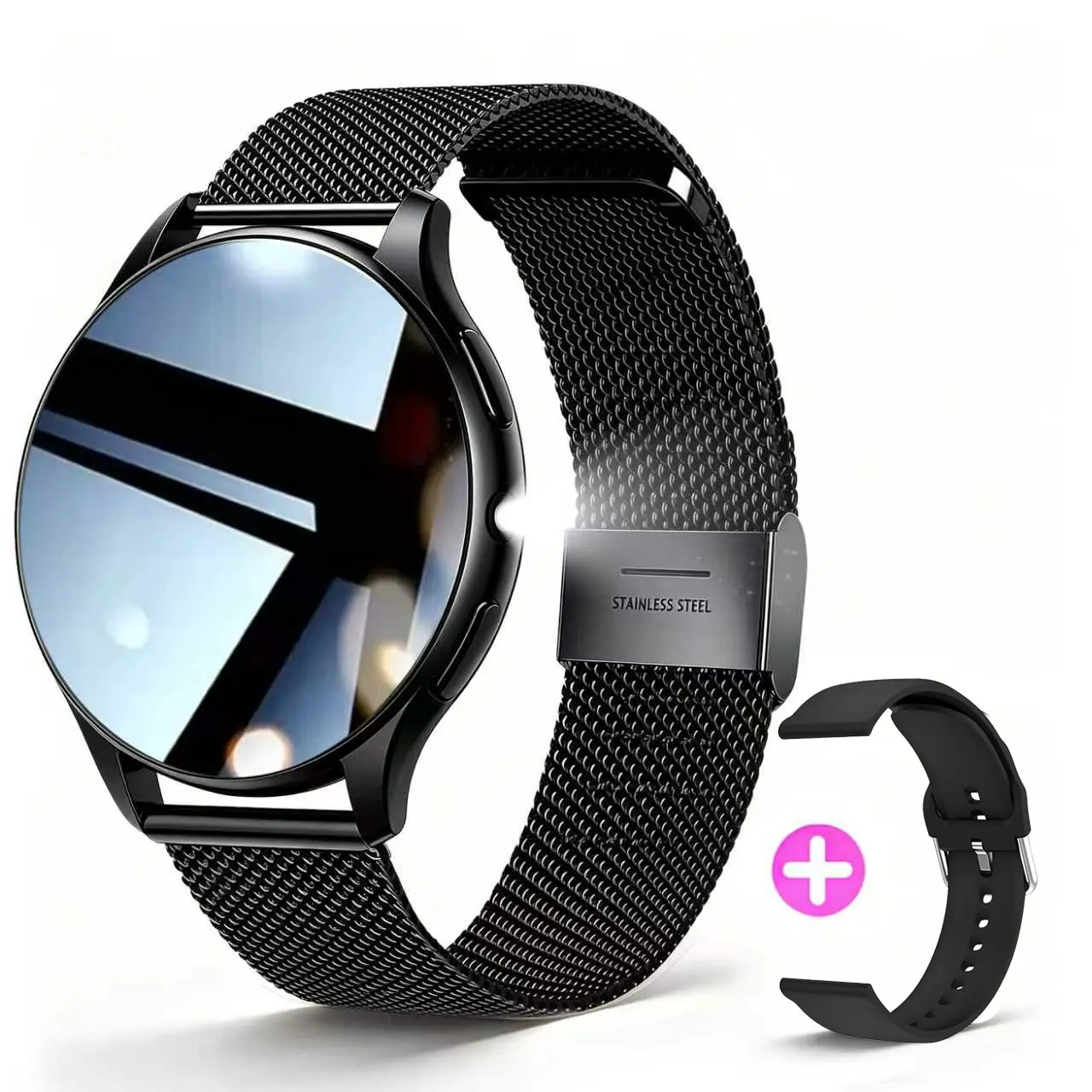 A unisex smartwatch featuring a high-definition full touchscreen and compatibility with both Android and iPhone. It supports wireless calling, music control, and sedentary rThis multifunctional smartwatch makes an excellenpartners, friends, or parents.