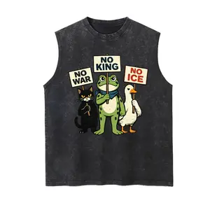No King No War No ICE Frog Cat Duck Vintage Tank 90s Graphic Sleeveless Tank Tops Men Vest Streetwear Outfits Men Vacation Outfits Sleeveless Shirt