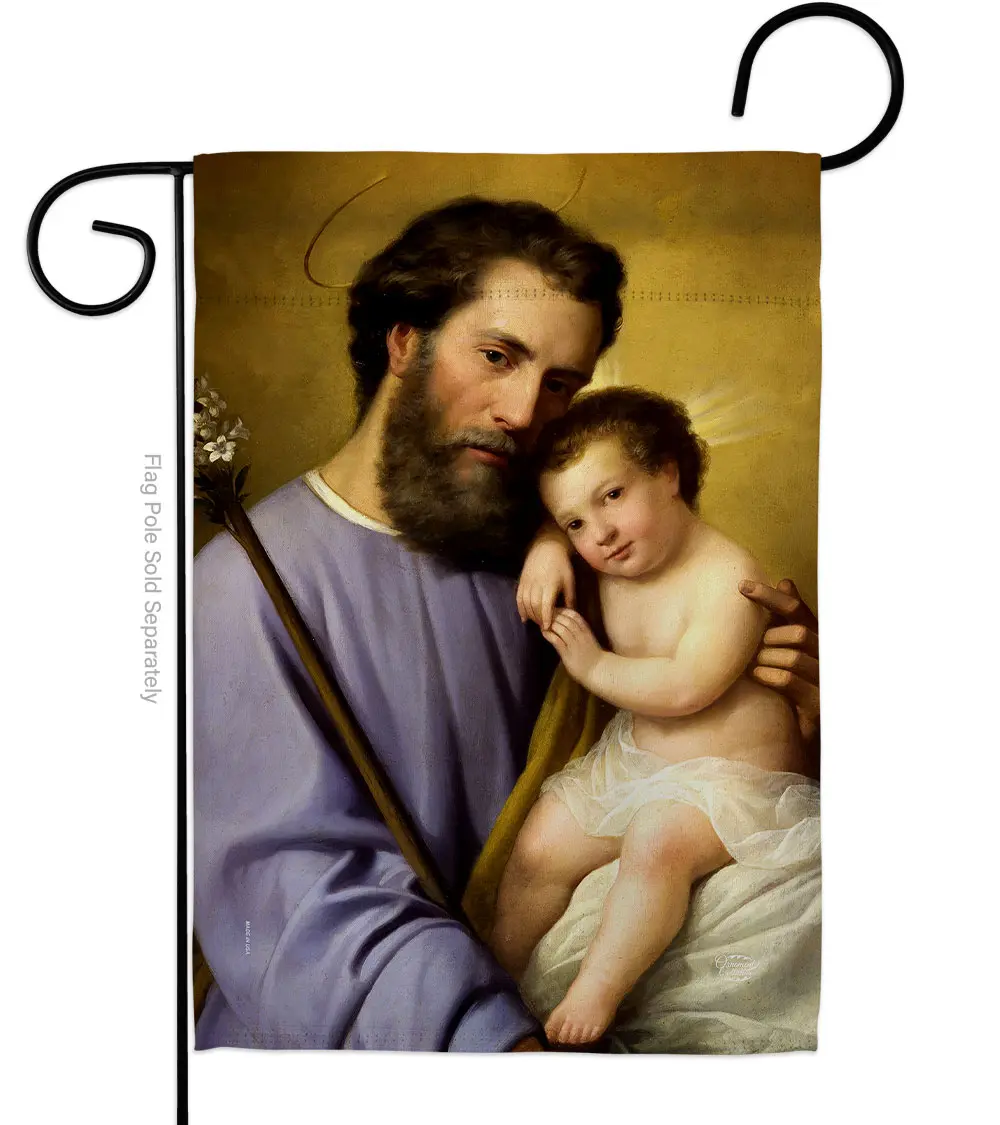St Joseph & Infant Jesus Religious Faith Double-Sided Decorative Garden Flag, Multi Color