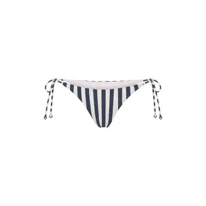String Tie Bikini Bottom in Marine Vertical Stripes