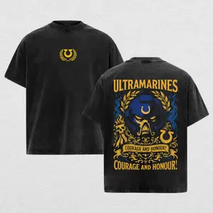Warhammer 40K Ultramarines New Vintage Washed Tee – Retro Oversized T-Shirts Inspired by Iconic Factions and Heroes, Premium Heavy Cotton, Perfect for Wargame Fans, Sci-Fi Lovers, and Streetwear Collectors