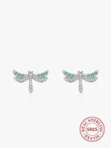 925 Sterling Silver Fashion Dragonfly Design Stud Earrings, Elegant Jewelry for Women for Party, Daily Clothing Decor, Trendy All-match & Exquisite Jewelry for Gift