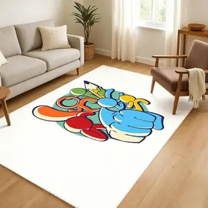Stickman Art A-Alan becker Floor Mat Ultra Soft Thickened Flannel Floor Rug Non-Slip Washable Living Room Bedroom Home Decoration Mat