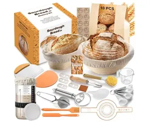 Sourdough Starter Kit, Bread Making Kit with Sourdough Starter Jar for Beginners, Banneton Bread Proofing Basket for Home and Kitchen, Sourdough Bread Baking Supplies, Bread Making Tools Kit
