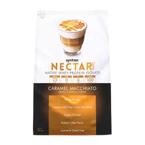 Syntrax Nutrition Nectar Lattes Native Whey Protein Isolate Powder, Caramel Macchiato, 2 lb. 100mg of Caffeine,