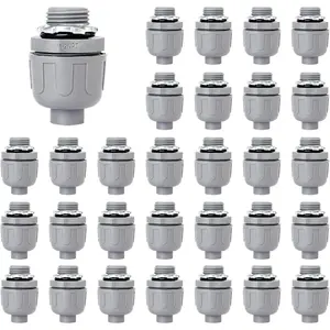 1/2 Inch Liquid Tight Connector - 30 Pack PVC Conduit Fittings 180 Degree Straight Flexible Connectors for Home,, and Conduit Connector