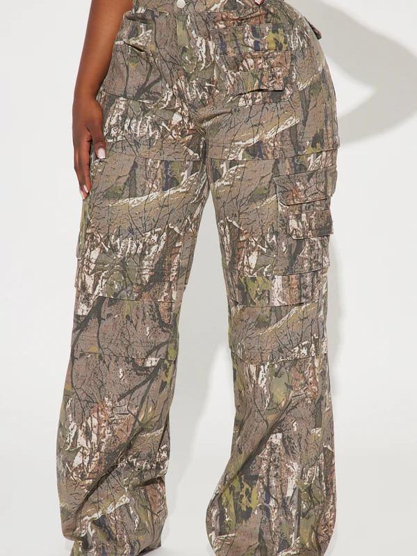 Tall Bree Camo Stretch Cargo Jean - Olive/combo