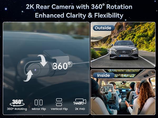IIWEY C4-pro 4 Channel Dash Cam 360° View, STARVIS 2 Front 2.7K Rear 2K Inside 1080P x2, 8IR LEDs Night Vision 3.0, PlateTag AI for Plate Clarity, 5GHz WiFi GPS, Voice Control, 24/7 Parking Mode, For Free 128GB Card