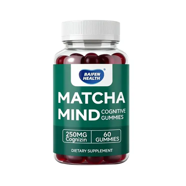 BAIFEN Matcha Cognitive Dietary Supplement Chewable Gummies - Green Tea Leaf Powder with Cognizin for Focus & Attention, Vegan Gummies Vitamins, Non-GMO, Gluten-Free, Gelatin-Free, Vegan Gummies Vitamins Supplements, Gummy Supplements