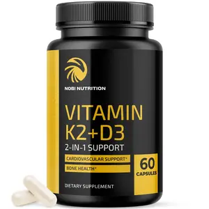 Nobi Nutrition Vitamin D3 K2 5000 IU 60 Capsules for Strong Bones Teeth & Cardiovascular Health US Formulated