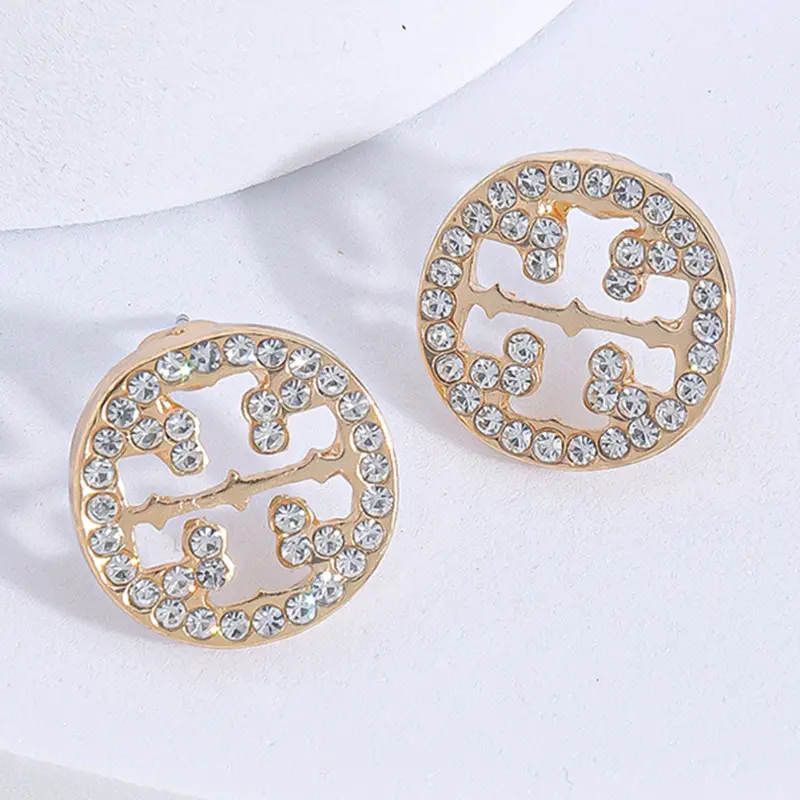 Elegant Rhinestone Embellished Hollow Out Round Stud Earrings, Fashionable Minimalist Design, Small Metal Ear Pins for Women, Perfect for Daily Wear, Unique Design Earrings, Stud Earring Jewelry, Studs Earrings