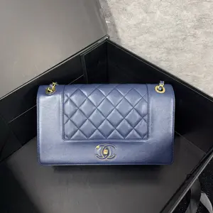Pre-owned CHANEL Calfskin Crossbody Bags Mademoiselle Paris In Rome Blue CPU0329