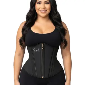 FitnFem Faja Latex Waist Trainer for Women, Adjustable Hook Waist Belt Cincher with Steel Boning, Curves High Compression Back Support for Core Workout & Daily Wear Everyday Molding