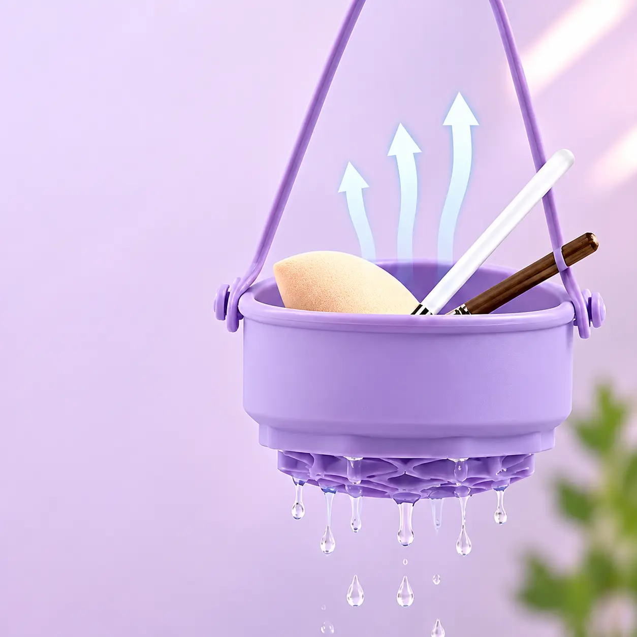 Portable Silicone Makeup Brush Cleaning Basket, Detachable Brush Washing Bowl with Base for Makeup Brushes Sponge Cleaning