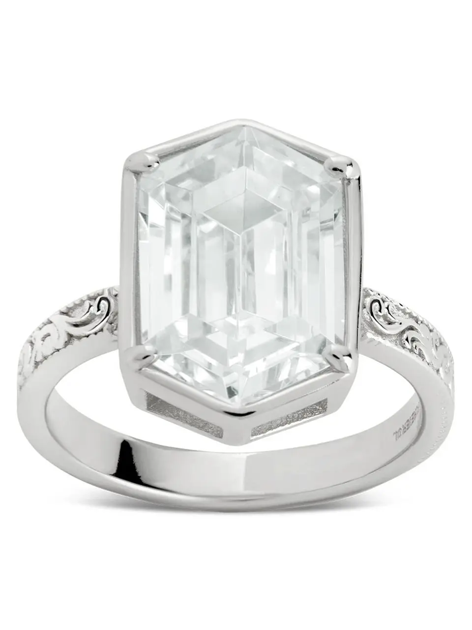 Sterling Silver Hexagon Bezel Band Ring for Female, Sterling Forever, Lead & Nickel Free Fine Silver Jewelry Accessory Sterling Silver Hexagon Bezel Band Ring for Female, Sterling Forever, Lead & Nickel Free Fine Silver Jewelry Accessory
