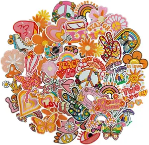 48Pcs Vintage Iron on Patches, Retro Aesthetics Applique Embroidered Sew on/Iron on Patches for Backpacks, Clothes, Dress, Hat, Jeans, Pant, Shoe,Bags