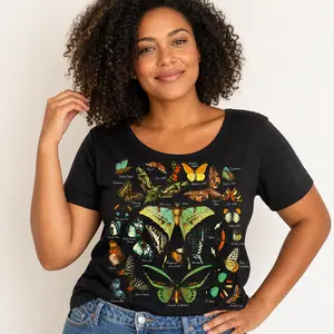 Vintage Butterfly Shirt Cottagecore Moth Tee Women Dark Academia Aesthetic Retro Nature Graphic Relaxed Fit Comfy Top