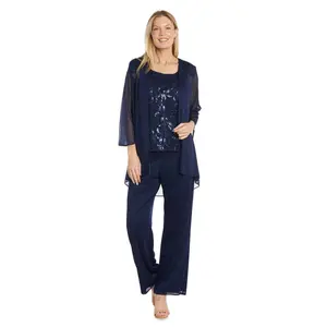 R&M Richards 42734 Three Piece Sequin Pant Suit Jacket Set