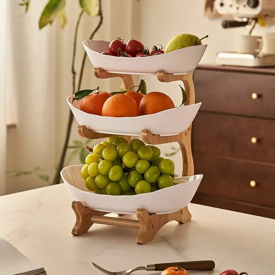 1pc 3-Tier Fruit Tray For Counter Top, Living Room Coffee Table Home Use, Candy Dishes, Dessert Plates, Housewarming, Birthday Party, Wedding Decoration Organiser Racks