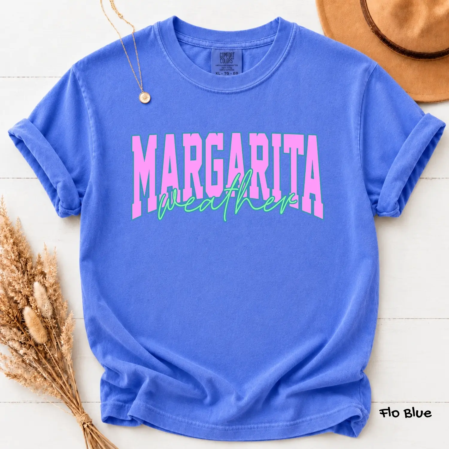 Comfort Colors Margarita weather Distressed T-Shirt, Summer Shirt Trendy Summer Tee, Aesthetic Summertime Distressed Shirt, Girls Fish Too, Women's T-Shirt, Womenswear's Top