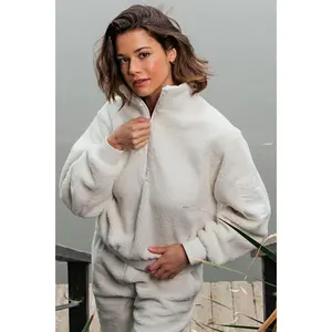 MICRO SHERPA QUARTER ZIP JACKET BY RAE MODE
