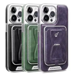 Leather rear cover Shockproof case Magnetic case For iPhone 16 Pro Max/15/14/13/12 Wallet clip case Luxury PU-KBK01-PG