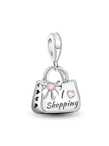 Shopping Bag Design Pendant, Fashionable Charms for Women & Girls, Trendy All-match & Exquisite DIY Jewelry for Birthday Gift, Decorative Charm Gift, DIY Jewelry Decoration, Fashion Jewelry Accessories
