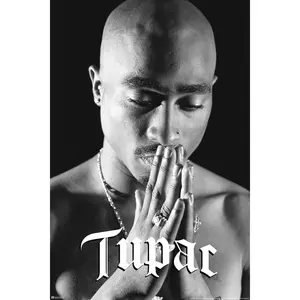 Tupac Praying Poster - 2Pac 90s Hip Hop Rapper Wall Art Print