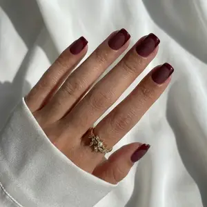 Plum Velvet Square Nails - Press On Nails