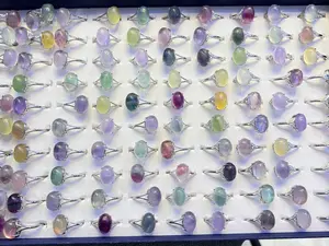 Yani(8221)gc. Summer candy‑color fluorite rings  Only $29.9 for 10 pieces! Beautiful natural fluorite, super pretty for summer