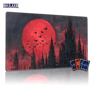 Gothic Dark Castle & Blood Moon MTG Playmat - 12x24inch Non-Slip, Ideal for TCG Card Game Enthusiasts, Perfect for Family Gatherings & Gift