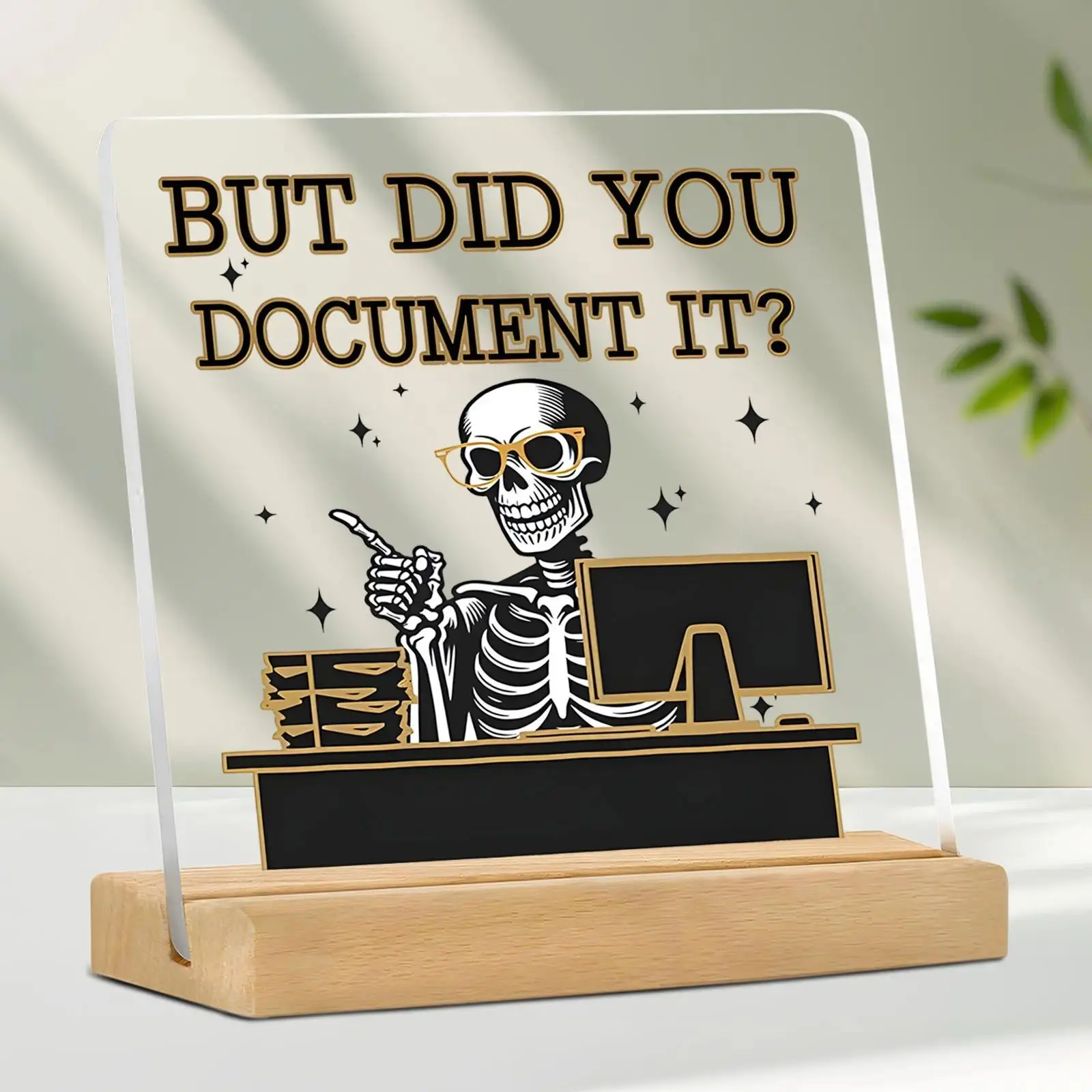 Acrylic Desktop Ornament,Skeleton Design,Office Desktop Ornament,Desk Signs Ornament,Cool Employee Appreciation Gift, Funny Desktop Decoration