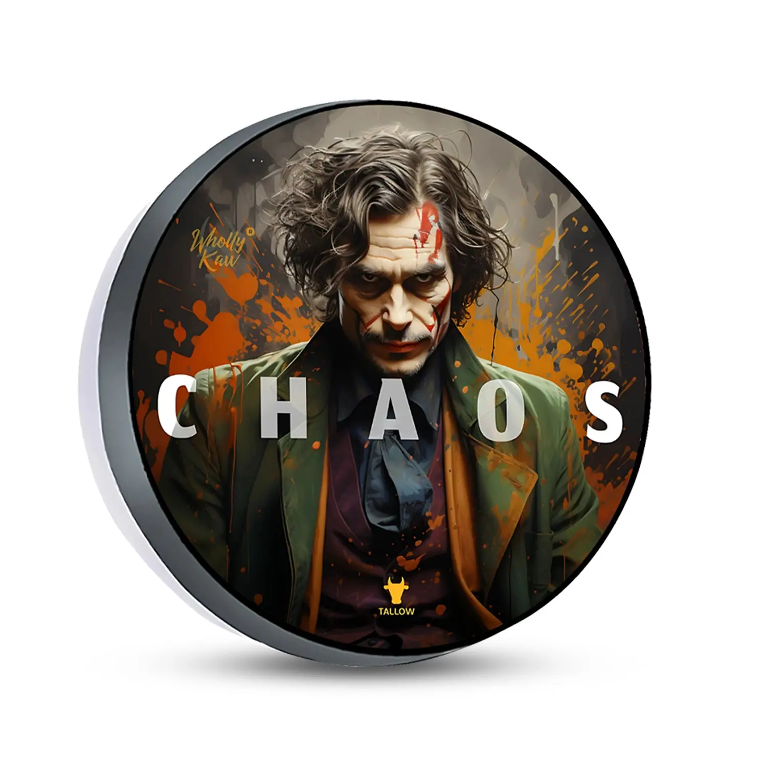 WhollyKaw Chaos Shaving Soap - Vegan 114g, Lavender & Lemon Scent, Tallow Wet Shave Puck, Rich Creamy Lather, Hair Removal & Grooming Skincare for Men