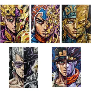 Set of 5 JoJo's Bizarre Adventure Joestar Poster Anime Lovers Canvas Art Print for Teen Fans Girls Boys Birthday Gifts Manga Picture High-Quality Wall Decoration