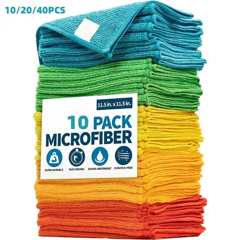 10 Counts Reusable Magic Microfiber Cleaning Cloth, Thickened Streak Free Fiber Towels, Multipurpose Cleaning Rags, Miracle Cloths for Home, Kitchen, Glass and Car Washing