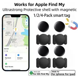 4pcs Latest Smart Global GPS Tracker, Only Compatible with Apple Find My APP, Replaceable Battery, Magnetic Case, Suitable for Car, Bike, Key, Wallet