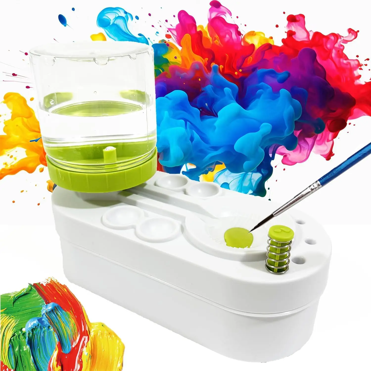 2025 Upgraded  Brush Cleaner Brush Rinser Water Circulation(Pre Assembled), Watercolor/Oil and Water-Based  Brush Cleaner Tool,  for Adults Artist Beginners