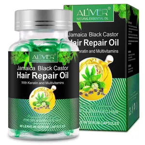 ALIVER Haircare Capsules - 40 Count Hair Repair Treatment Serum with Black Castor Oil, Vitamins A, E & Pro B5, No-Rinse Conditioner for Men and Women, Nourishing Hair Treatment
